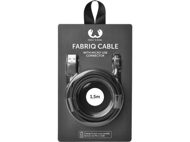 Cable FRESH 'N REBEL Fabriq (USB - MicroUSB - 1.5 m - Negro) — USB - MicroUSB | 1.5 m