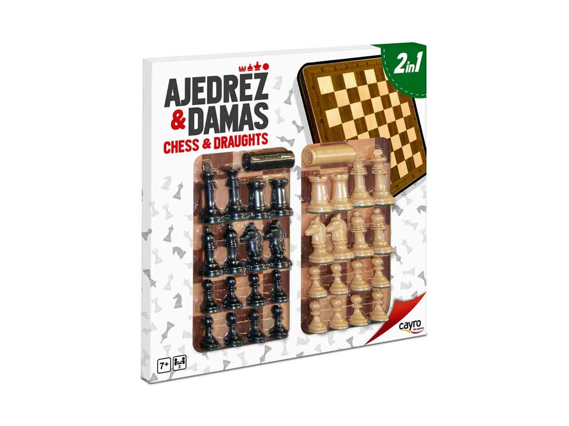 Juego Tablero De Ajedrez y Damas Con Accesorios
