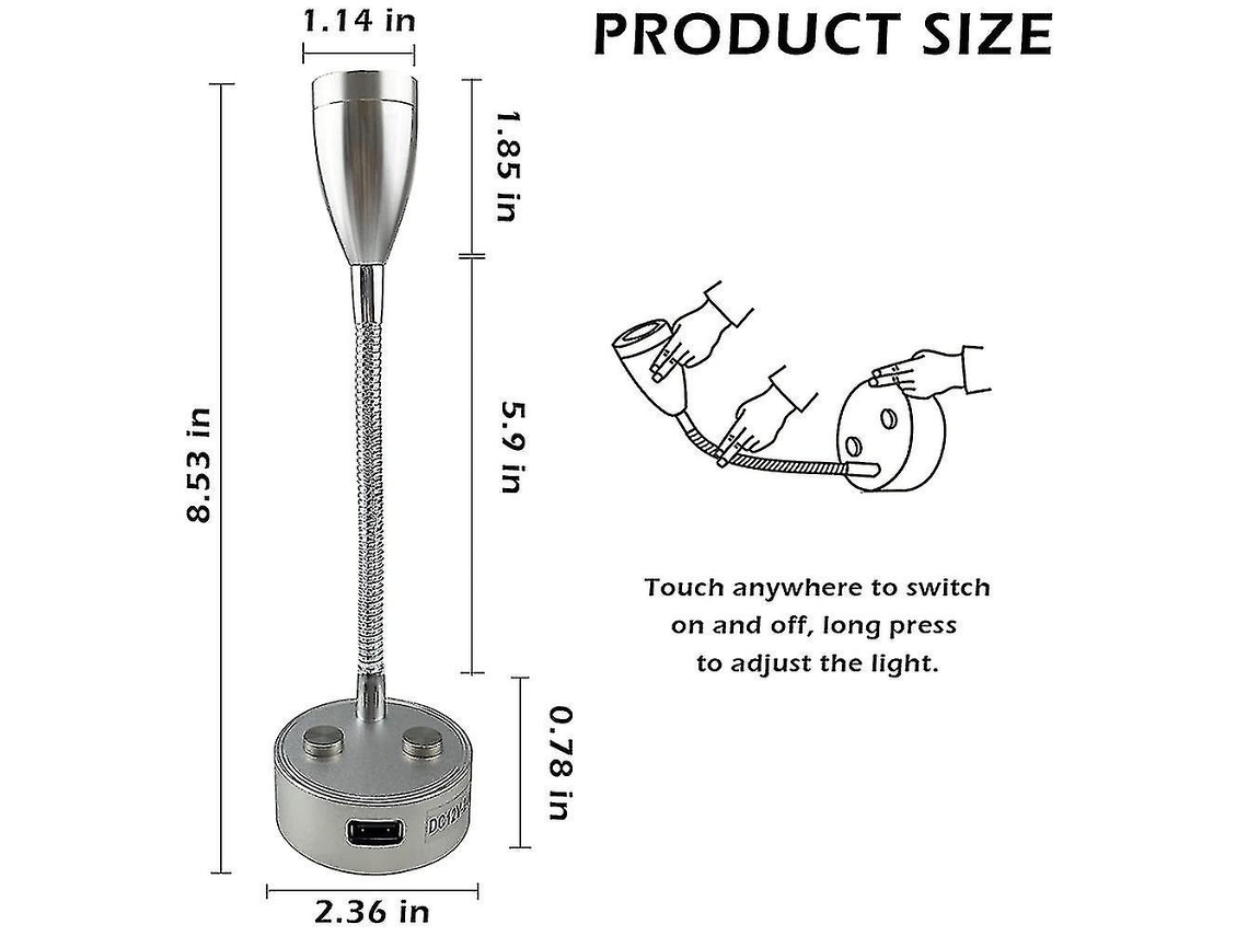 Luz de lectura LED de 12 V/24 V, regulable, para autocaravanas con cargador USB, ideal para remolques, viajes, camiones y caravanas. Nostalgia88