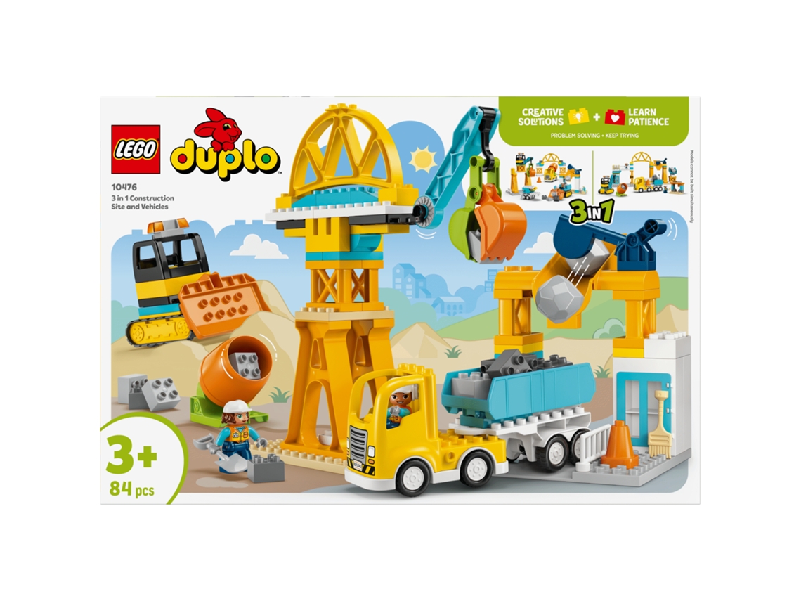 Lego® 10476 Duplo® Mi Ciudad Obra Y Vehículos 3en1 – Hormigonera, Grúa Y Volquete 3+