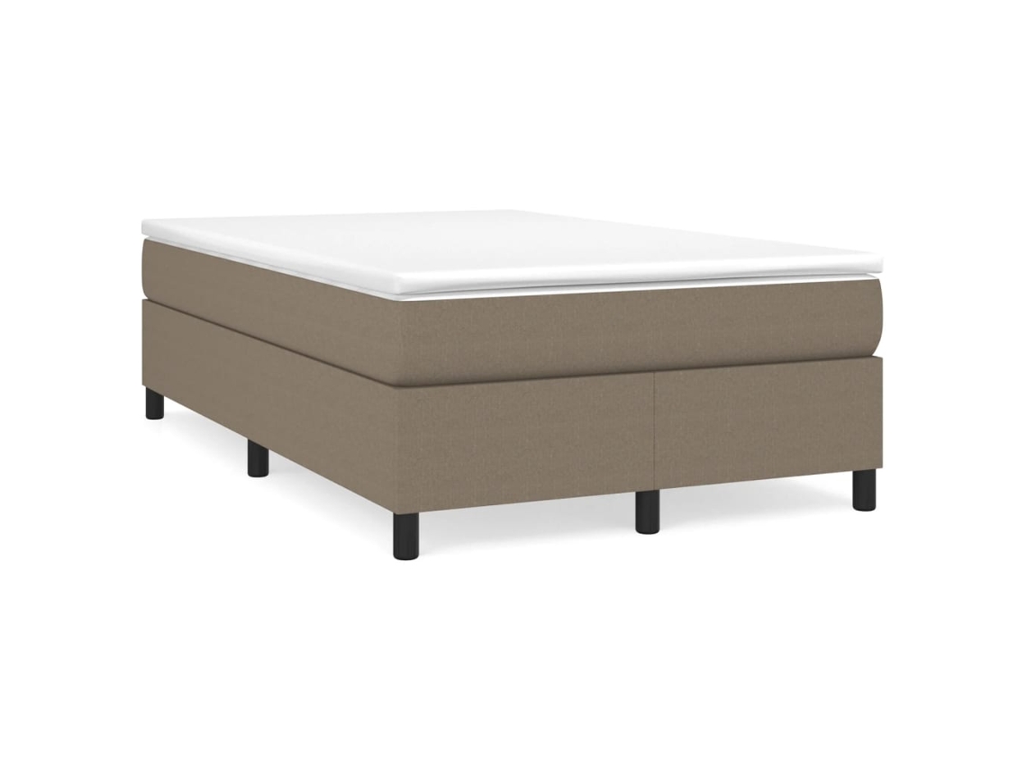 Cama Box Spring Con Colchón Tela Gris Taupe 120x190 Cm