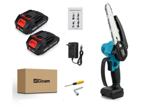 Motosierra Corta Madera Inalámbrica GISAM 1500W-88V/198Vf Incluye 2 Baterías y Cargador