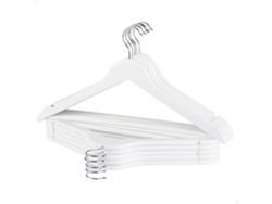 MAX HOME Pack 10 perchas de madera color blanco
