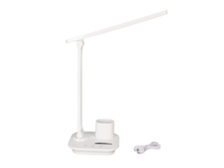 Lâmpada De Mesa Led Com 3 Cores E Dimming Contínuo Controle Táctil Protecção Ocular Com Saída Usb Branco