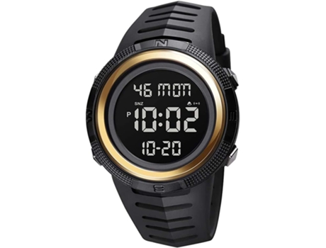 VEANXIN Reloj digital con alarma y fecha automática para hombre, resistente al agua, cronómetro, cuenta regresiva-Banda de cuero marrón