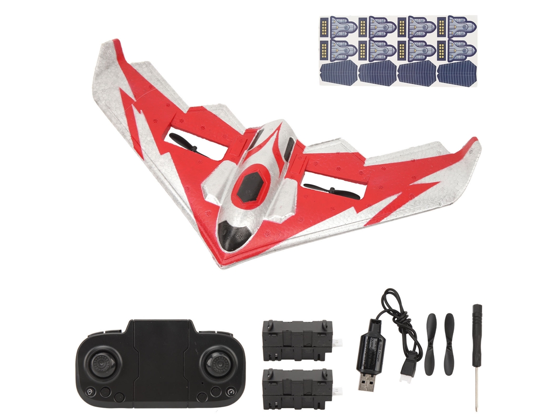 Kit De Avión Planeador Teledirigido Epp Con Luz Led Para Principiantes, Adultos Y Niños - Rojo - 2 Pilas