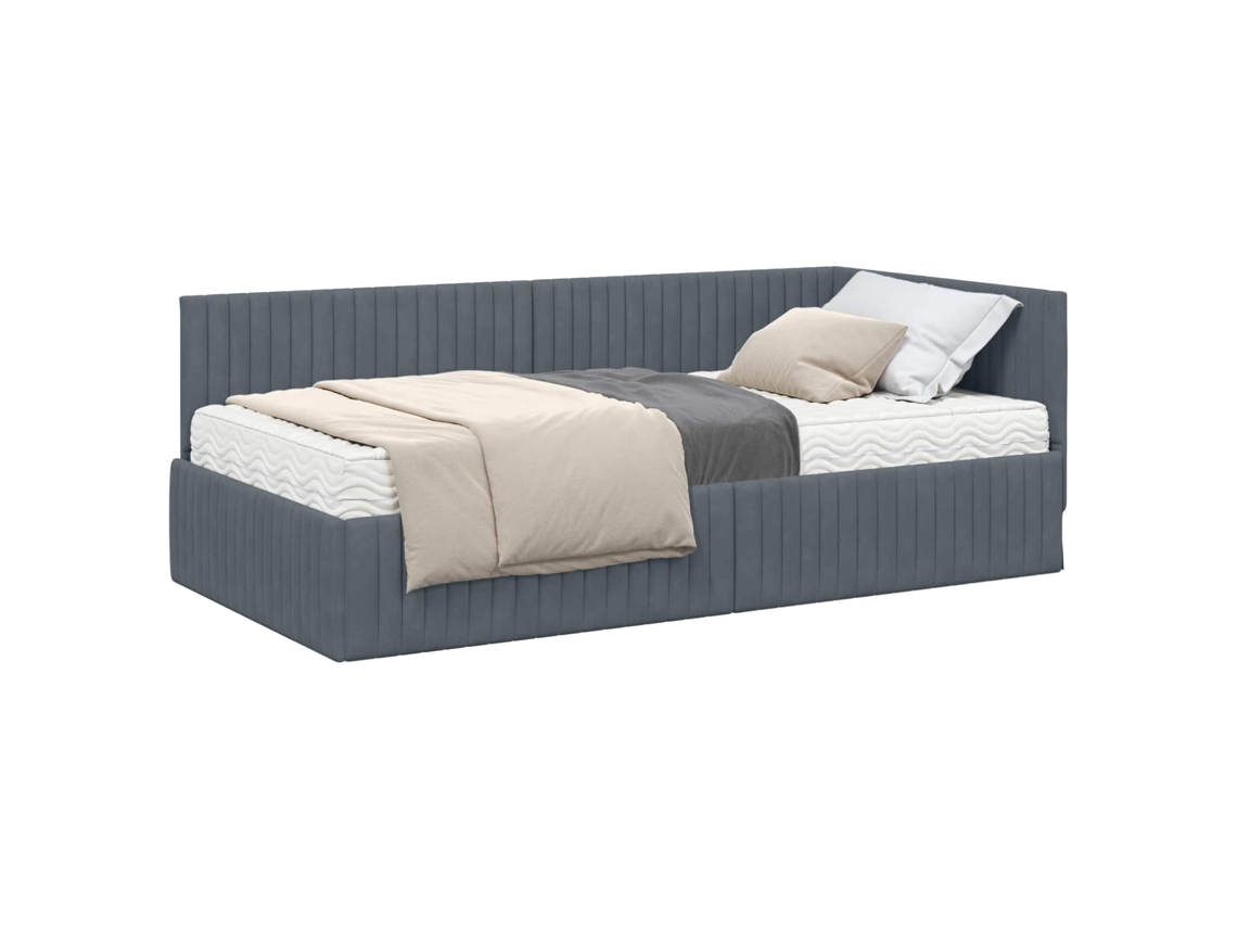 Maison Exclusive - Estructura De Cama Esquina Con Colchón 2 Pcs Gris Terciopelo