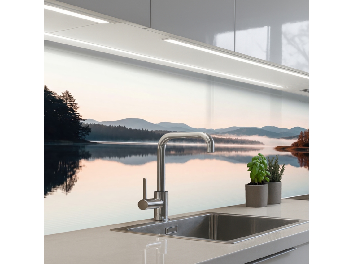 Salpicaderos De Cocina Agua - Árboles - Capa De Niebla 150x80 Cm