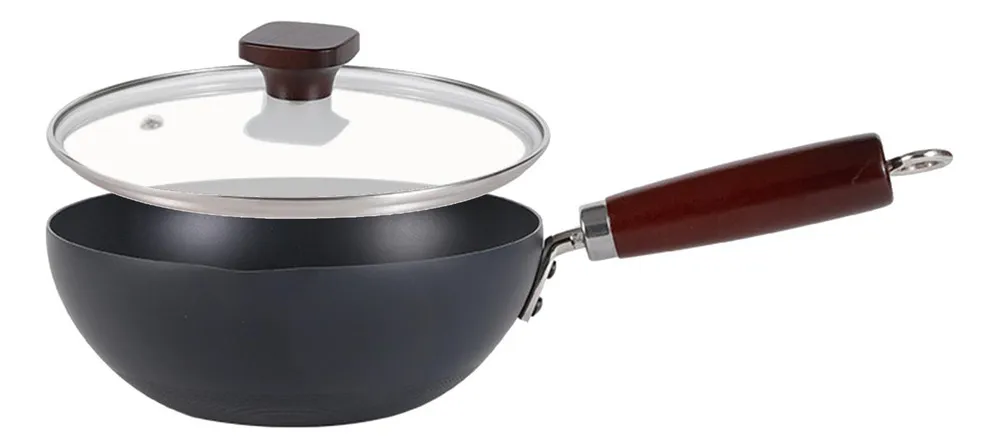 Wok de cocina con tapa Wok antiadherente con tapa, sartén para freír