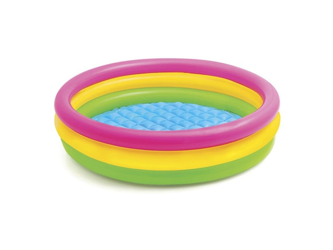 Piscina Hinchable Infantil Arcoíris De 60 Cm/90 Cm/114 Cm, Redonda De Pvc, Con Burbujas.