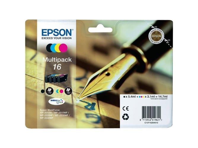 Pack ahorro cartuchos de tinta original EPSON 16, Bolígrafo y crucigrama, C13T16264022, T1626