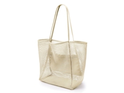 2026-bolsa Tote De Malla, Bolsa Playa Extra Grande Para Mujer Con Bolsillo Con Cremallera (blanca)