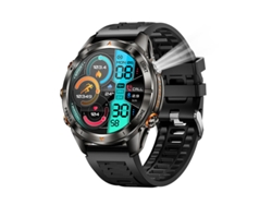 Reloj inteligente Senbono KT80 plateado con pantalla HD de 1,46 pulgadas, linterna, luz ultravioleta SOS, resistente al agua hasta 3 ATM, modos multideporte, Mdug