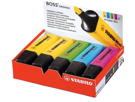 MARCADOR STABILO BOSS FLUORESCENTE MIXCX.10 SORTIDO uni.min.venda:1 x CX