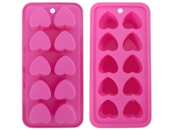 Molde De Hielo En Forma De Corazón De Silicona Para Diy Hielo, Chocolate, Caramelos, Liberación Fácil 2 Piezas Rosa