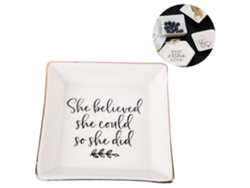 EIOORORRIY Prato Decorativo Em Cerâmica Para Bijuterias, Presente Para Mãe, Prato Quadrado Com Borda Dourada Para Aniversário Do Solo Uo Dia Das Mães