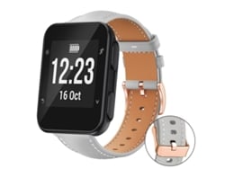 Bracelete Para Garmin Forerunner 35 / 30 / 35j - Couro Vegano Preto - Estampa De Tubarão - Fivela Dourada Rosa Cinza