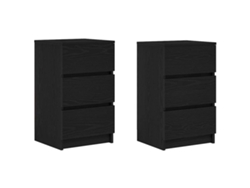 Maison Exclusive - Mesillas De Noche Con 3 Cajones 2 Uds. Negro 39x35x65 Cm