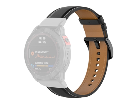 Correa de piel auténtica con herramienta para Garmin Fenix 7/Instinct 2/Fenix 5/Forerunner 935/Forerunner 945 - negro