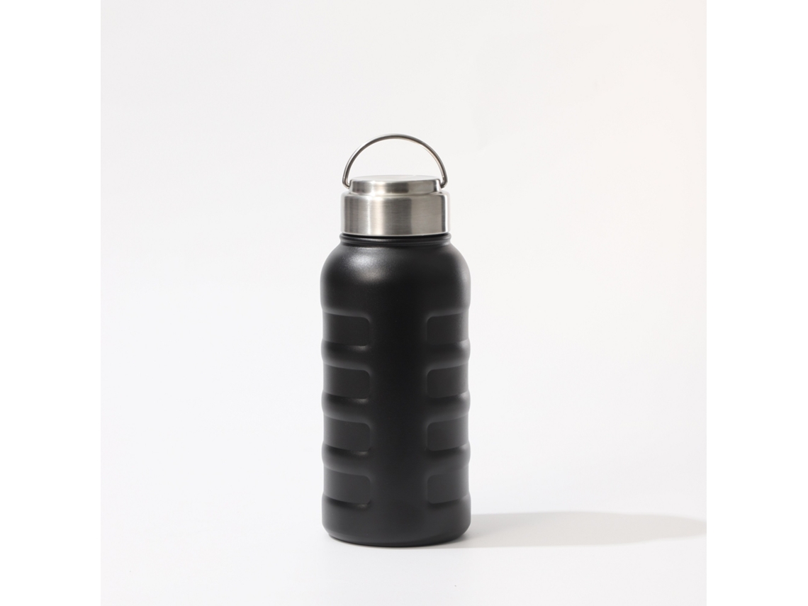 Botella De Agua Aislada (negra) | Acero Inoxidable | Botella De Agua Portátil Sellada Y A Prueba De Fugas De 940 Ml