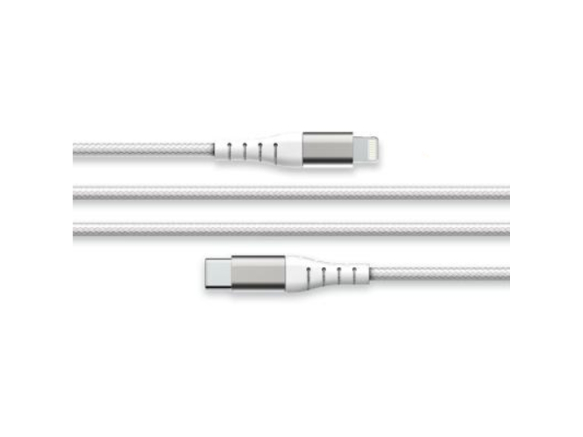 FORCE POWER Cable USB C/Lightning Reforzado 3m - 3A Blanco