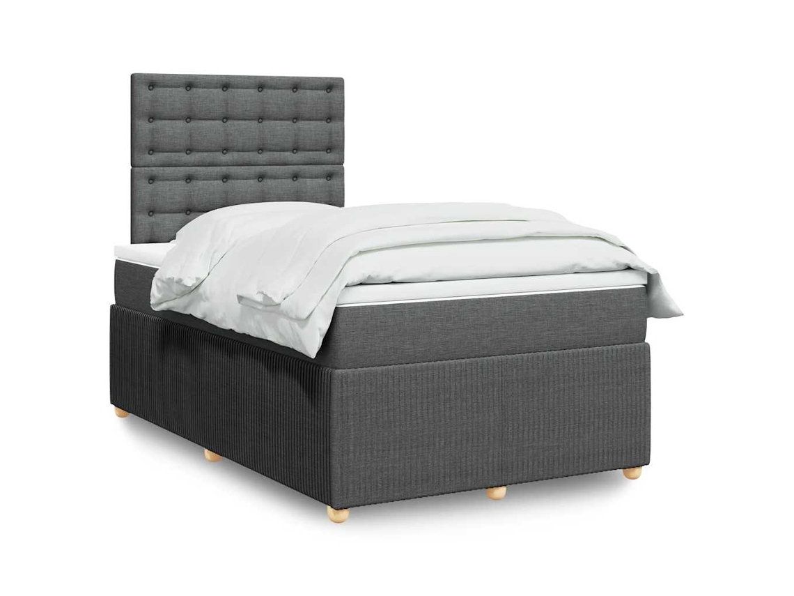Cama Box Spring Con Colchón Tela Gris Oscuro 120x200 Cm