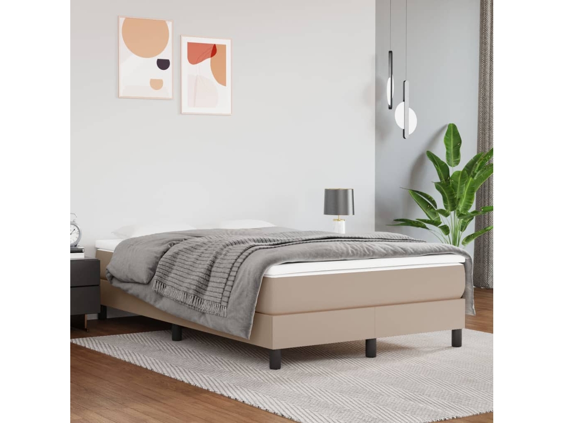 Estructura Cama Sin Colchón Cuero Sintético Capuchino 120x200cm