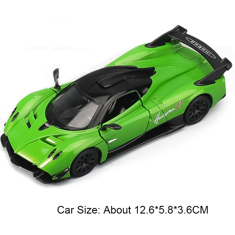 (Huayra Verde) Escala 1:36 - Modelo de coche en miniatura - Metal fundido a presión - Vehículo en miniatura
