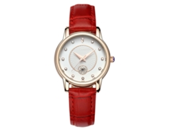 Reloj De Cuarzo De Moda Para Mujer Con Diamantes De Imitación Y Correa De Cuero (rojo)