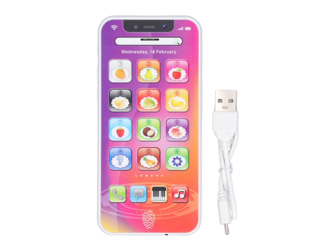 Juguete Teléfono Celular Para Niños Con Luz Led Blanda Y Volumen Ajustable, Carga Usb, Morado