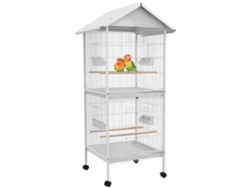 Aviario Convertible De Dos Plantas Con Ruedas, 78x75x168cm, Blanco.