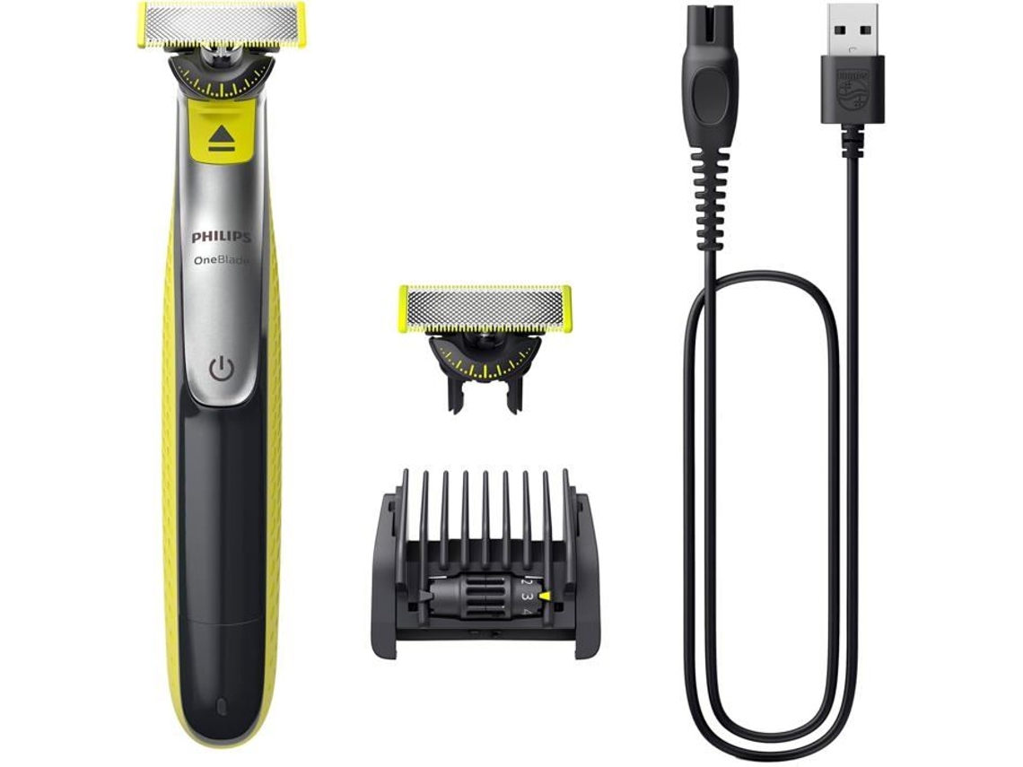 Afeitadora Philips Oneblade 360 con 1 cuchilla 360 y 1 ajustador ajustable, 5 en 1, inalámbrica, para rostro, Qp2734/30