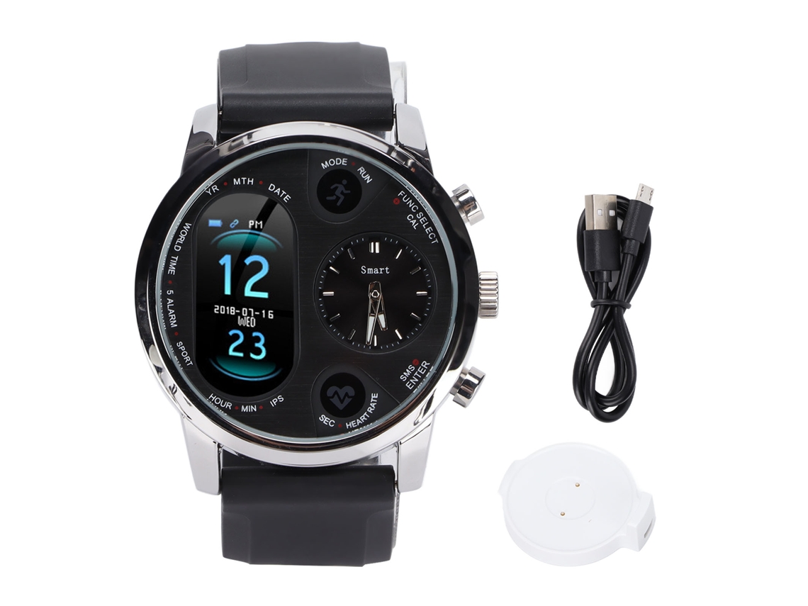 Reloj Inteligente (monitoreo De Ritmo Cardíaco, Resistente Al Agua) T3 Pro Reloj Inteligente Plata Y Negro (batería Integrada)