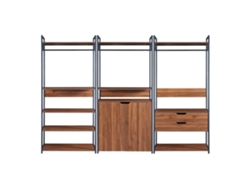 Conjunto de 3 percheros Larem con 1 compartimento cerrado 2 cajones y 9 estantes - Negro/Efecto Nogal [EN.CASA]