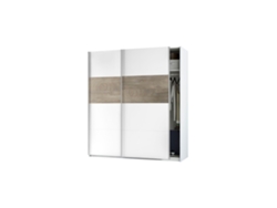 Armario Aikos 180 2 puertas correderas Blanco Artik (Blanco Mate) – Roble Alaska 180 x 200 x 60 cm