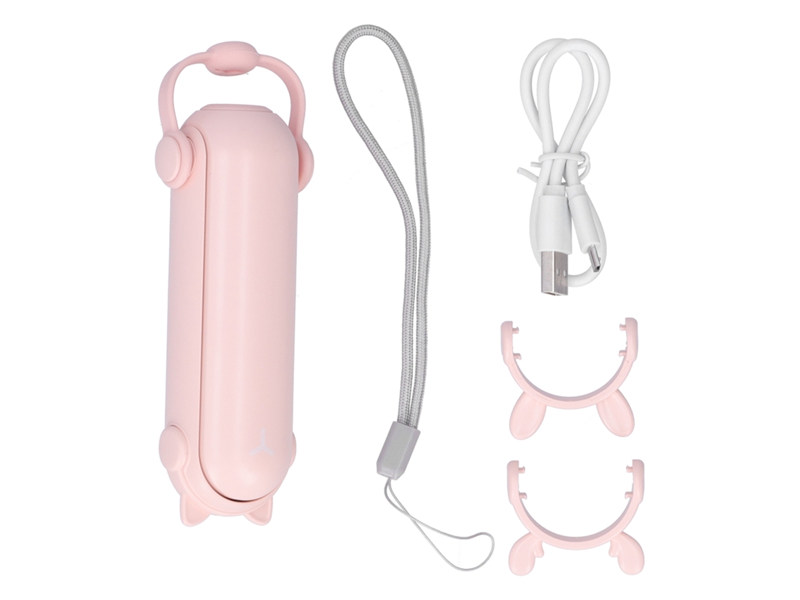 Mini ventilador eléctrico recargable 3 en 1 con luz antimosquitos - Rosa