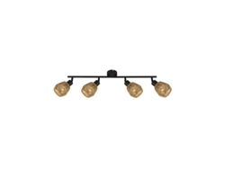 Regleta De Techo Krabi De Cuatro Luces (4xe14) 220/240v Ip20 18x90,6x9,5cm Fabricada En Metal Y Ratán Color Negro Y Beige