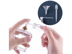 Kit de recarga de perfume con tres piezas, que incluye boquilla difusora de plástico y embudo. MDUG