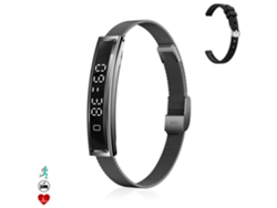 Pulsera inteligente B3 con monitor de frecuencia cardíaca inteligente, seguimiento del sueño y modos deportivos. Incluye 1 correa metálica y 1 correa de silicona.
