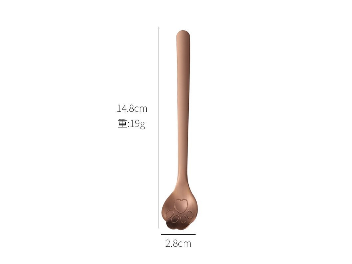 2026da-cucharas De Acero Inoxidable 18/10 Gato Garra, 8 Piezas, 14,7 Cm, Rosa Dorado, Postres Café Helado