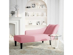 Chaise longue con reposabrazos derecho en terciopelo rosa Wsd141406 Lovely Home