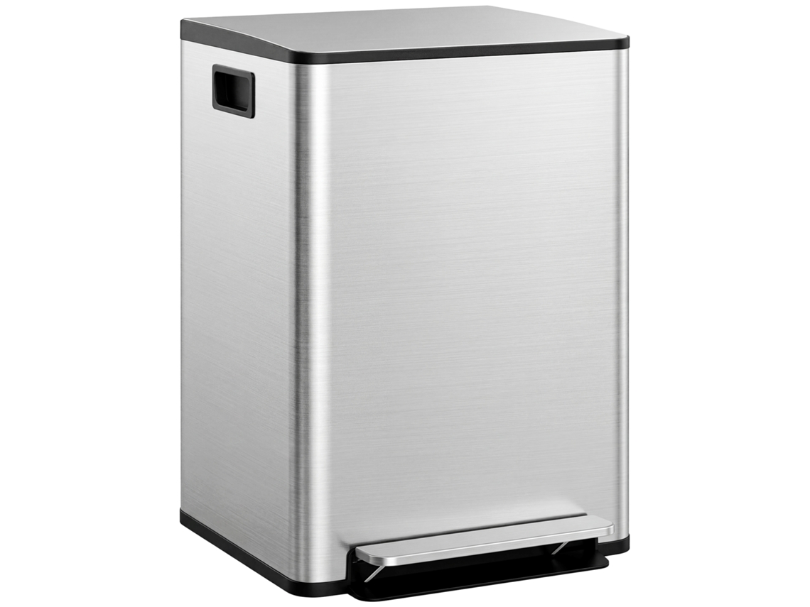 Cubo Basura 30l 2 Compartimentos Pedal Acero Inoxidable Tapa Suave