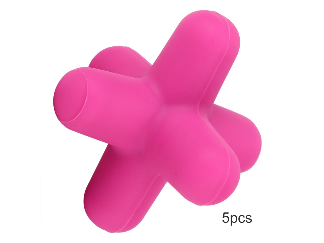 5 tapones de silicona para vino, a prueba de fugas, para decorar botellas (rosa)