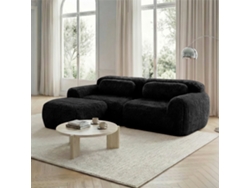 Sofá Modular L - 2 Plazas, Suave Felpa, Combinable, Con Cojines - Negro