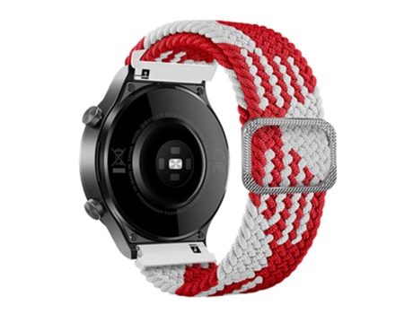 Correa de nailon 20mm para Samsung Galaxy Watch3 41mm/Garmin Forerunner 645/Huawei Watch GT 2 42mm - rojo/blanco