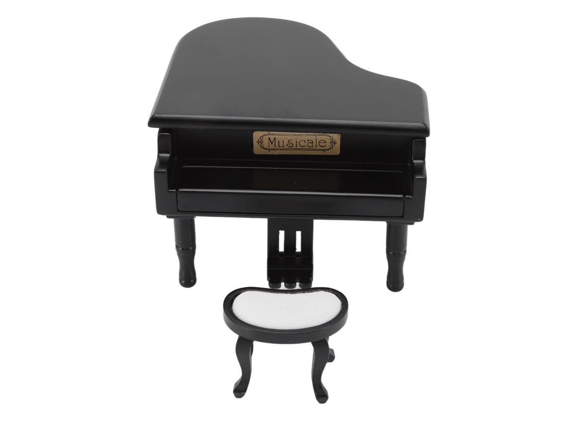 Piano En Miniatura A Escala 1:12 Con Caja De Música Y Banqueta Para Decoración De Casas De Muñecas Diy.