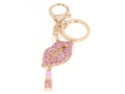 Precioso Y Exquisito Llavero De Cristal Con Forma De Labios Para Mujer, Accesorio Rosa Para Bolso