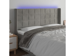 Cabecero Con Led De Terciopelo Gris Claro 163x16x118/128 Cm