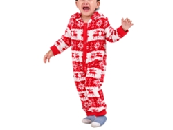 Pijama navideño Rebe con estampado de taza de nieve, capucha y bolsillos, conjunto familiar, rojo, bebé de 18 a 24 meses.
