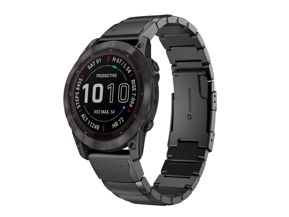 Correa de reloj inteligente para Garmin Fenix 7 Pro de 51 mm de acero inoxidable con carcasa de tortuga (negro)